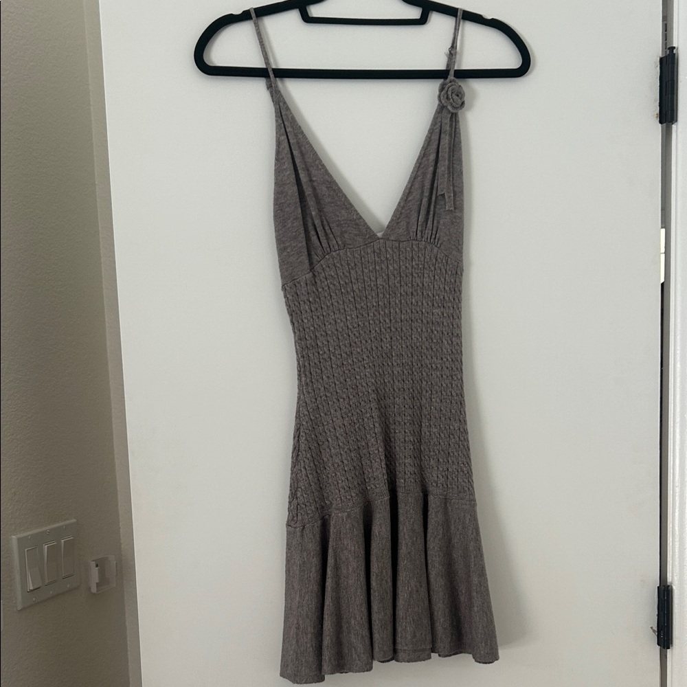 Free People Gray Textured Mini Dress